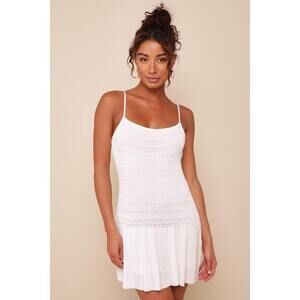 Lulus Palm Springs Sweetie White Sweater Knit Sleeveless Mini Dress - Size L